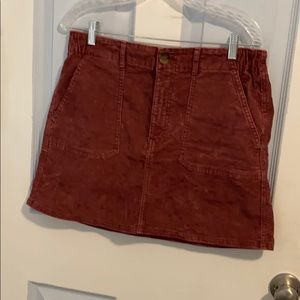Red Corduroy Mini Skirt